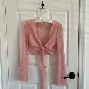cider cropped lace cardigan top